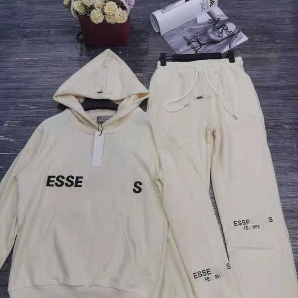 

luxury brand tracksuits women's hoodie ess casual pants designer hooded sweatshirt pure cotton loose sweater jogging trousers two piece, Gray