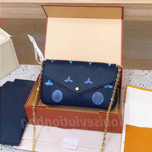 

designers shoulder 3 leather women wallets embossing pochette handbags luxurys chain messenger pcs/set womens bag clutch crossbody purs vuxe