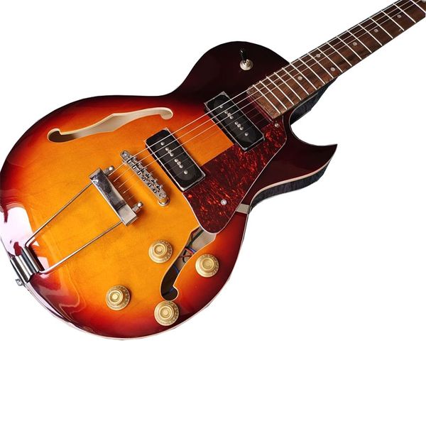 

factory jazz electric guitar sunset color f hole hollow rose wood fingerboard