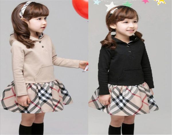 

kids baby girls dress clothes princess hooded long sleeve toddler cotton plaid print casual newborn party dresses6680864, Red;yellow