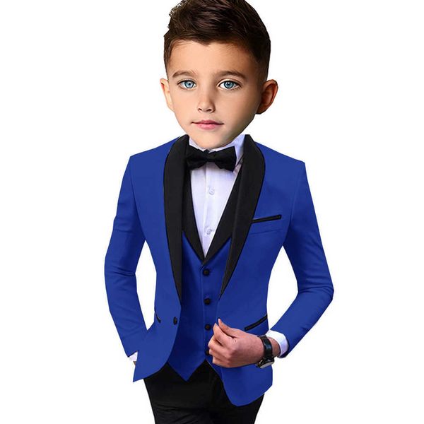 

suits boys suit wedding tuxedo kids jacket pants vest 3 piece fashion clothes child slim fit complete clothes blazer sethkd230704, Black
