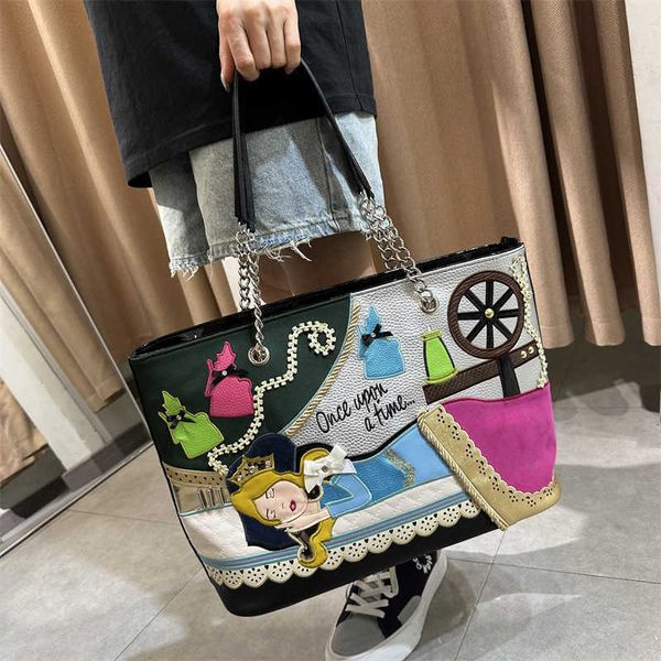 

european and american women's bags niche design splicing embroidery shoulder bag large capacity tote bag 0710-111