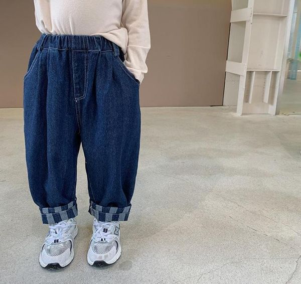 

trousers children039s wear baby sandwashed cotton jeans 2021 autumn boys girls korean radish pants2938801, Blue