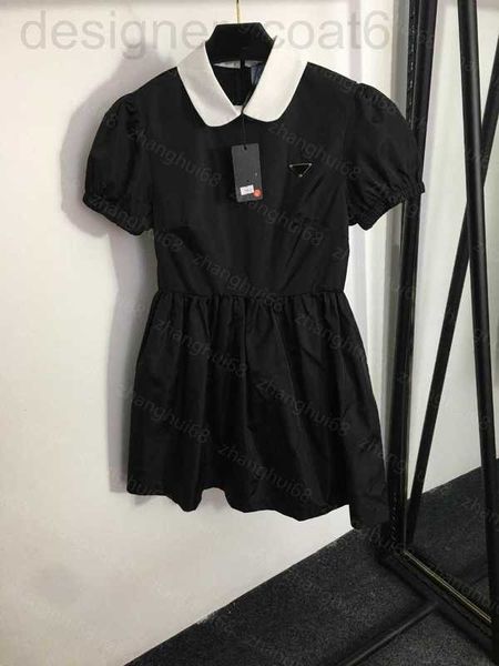 

basic & casual dresses designer 23ss womens clothing summer dresses women dress color matching doll collar bubble short-sleeved puffy f3qz, Black;gray