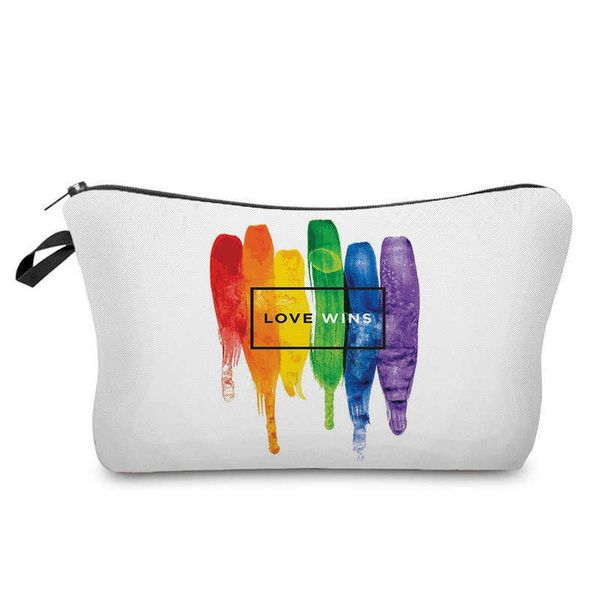 

fashion rainbow love print makeup bag out travel toiletries bag zipper coin clutch storage bag 0704-111