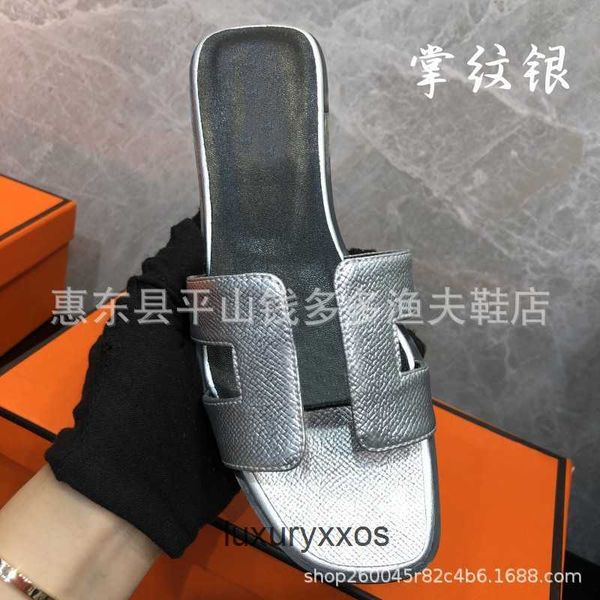 

family slippers bottom h high oran palm slipper 2023 version flat designer with classic sandal print leather beach btao