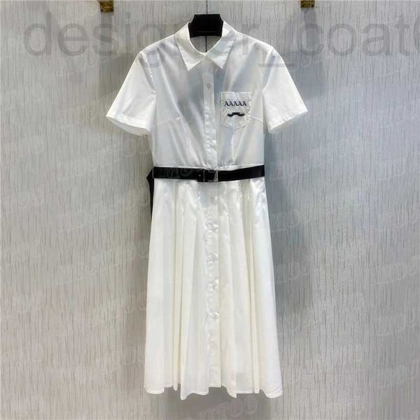 

plus size dresses designer embroidered letter shirts for women summer fashion design skirts charm ladies white dress with belt 4ta1, Black