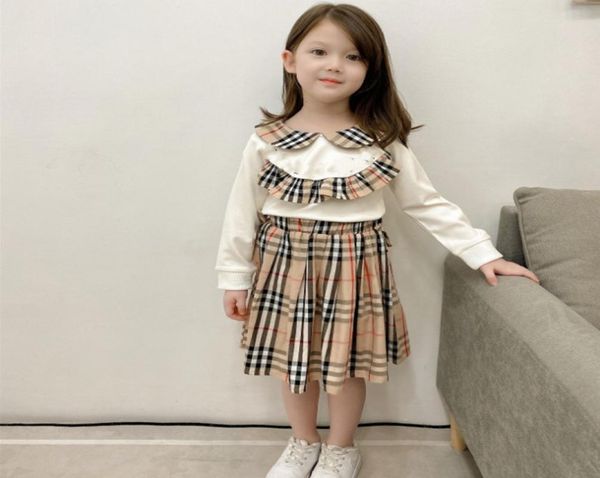 

designer children princess clothing sets fall sweet girls letter leopard printed long sleeve sweatshirts skirt 2pcs suits ch8455014, White