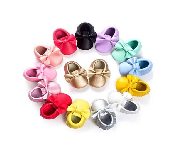 

fashion baby pu leather baby boy girl moccasins moccs shoes bow fringe soft soled nonslip footwear crib shoes6383175