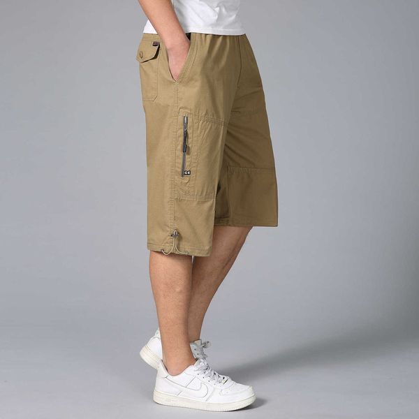 

summer new xinjiang cotton men's shorts casual 7-point pants thin middle-aged and old father's loose generation, White;black