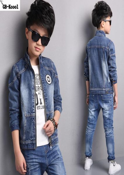 

gbkcool fashion children39s denim jackets 2017 boys jeans outerwear kids cartoon long sleeve coats for big boys students2423498, Blue;gray