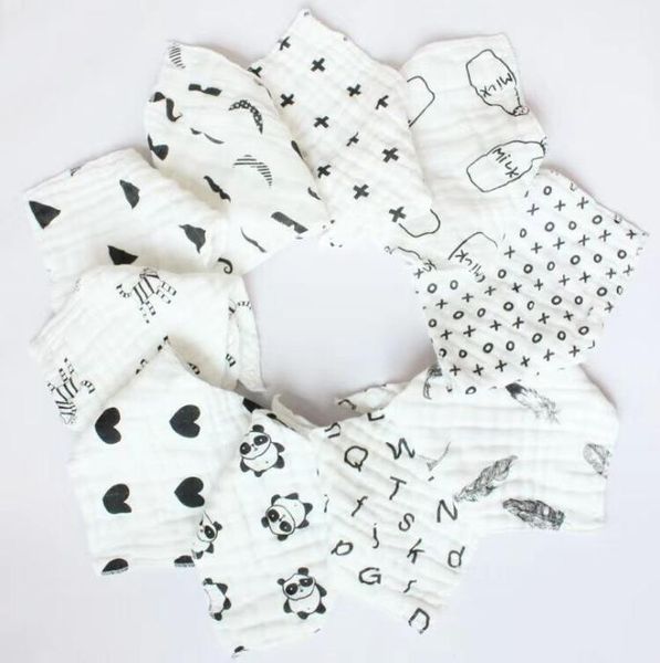 

whole 8 layers newborn ins print baby bibs infant triangle scarf toddlers muslin cotton bandana burp cloths 30 colors by13768702566