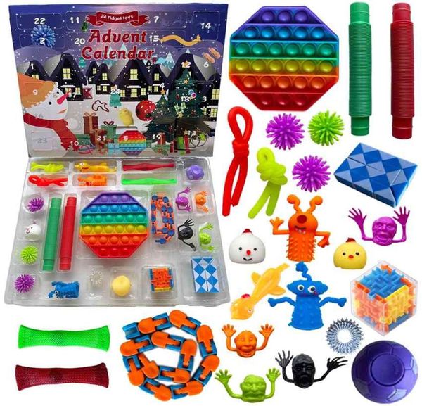 

24pcs/set christmas toys advent calender blind box gifts dimple decompression toy soft squeezenovelty party cartoon favor ljja41527559685