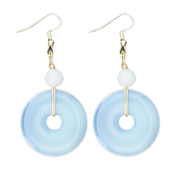 

various 30mm donuts shape crystals pendant earring smooth gemstone circular ring pendant earring, Silver