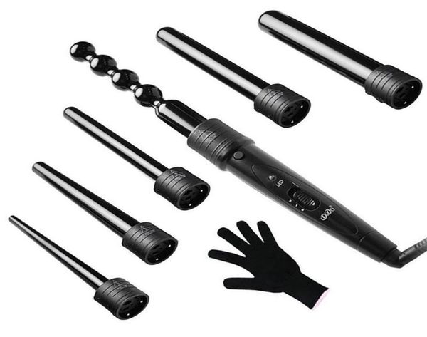 

6 in 1 curling wand set ceramic hair curling tong hair curl iron the wand hair curler roller gift set 0932mm curler wand8074639