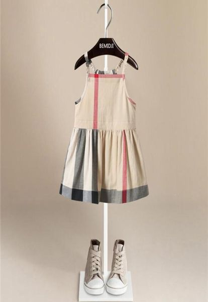 

s pure cotton plaid dress patchwork baby girls england style plaid girl dresses child soft sleeveless casual plaid dress8556770, Red;yellow