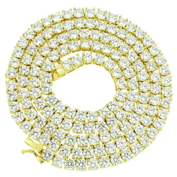 

1 row 14k gold finish solitaire bling tennis chain necklace 24 inches, Silver