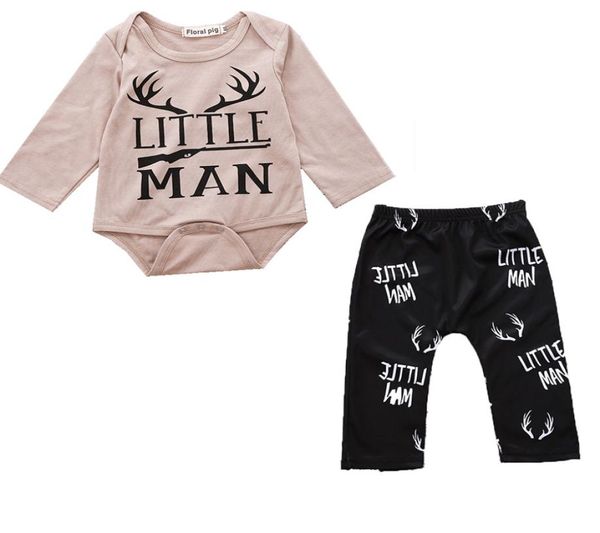 

boy twopiece suit short sleeve letter antlers printing animal warm suit clothes soft long gun pattern 154520611, White