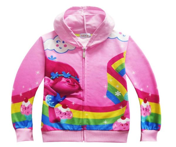 

autumn girls coat cartoon trolls jacket zipper hooded children hoodies children sweatshirt kids baby trolls costume4481156, Blue;gray