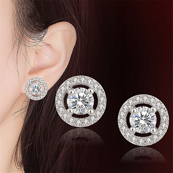 

earrings new arrival friends 18k white gold plated earings big diamond earrings for women white zircon earrings, Golden;silver