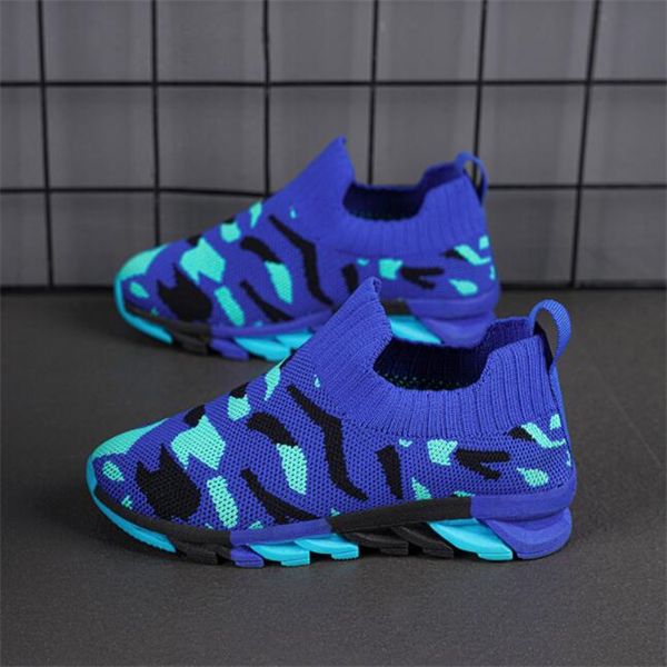 

new children's casual shoes camouflage military training breathable fly woven mesh sneakers children's soft shoes, Black
