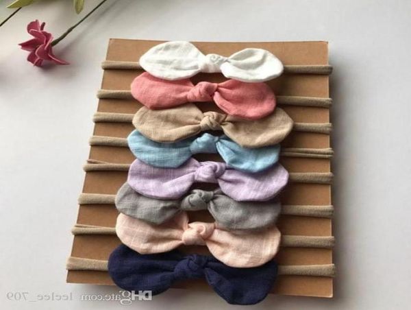 

whole4 pcslot handmade solid nylon headband bow headbands for cute kids girls hair accessories headwear cloth h2219017, Slivery;white
