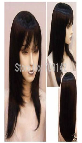 

new fashion long pretty black straight wig kanekalon hair no lace9527314
