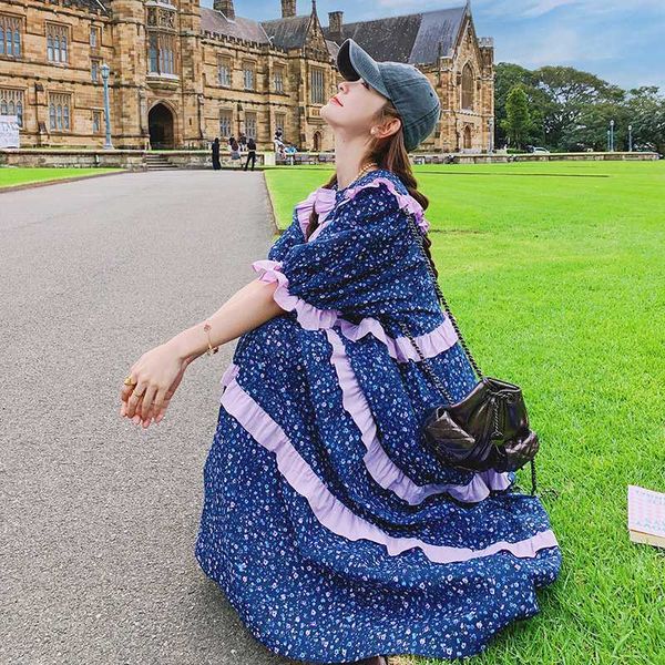 

summer women's small floral dress korean version loose, Black;gray