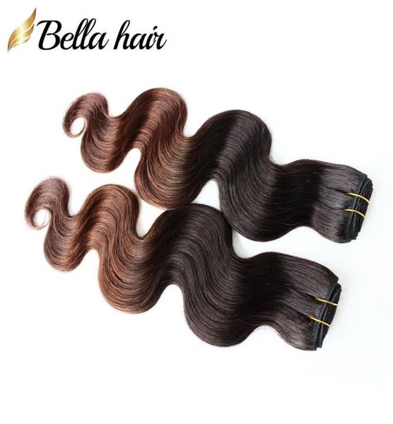 

ombre hair bundles 1b4 malaysian virgin human hair wefts weaves body wave dip dye two tone 2or3or4 bundleslot bellahair2516000, Black