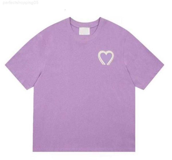 

summer mens t-shirts short sleeve designer shirts amis crewneck hip hop embrodiery tee loose heart v0ke, White;black