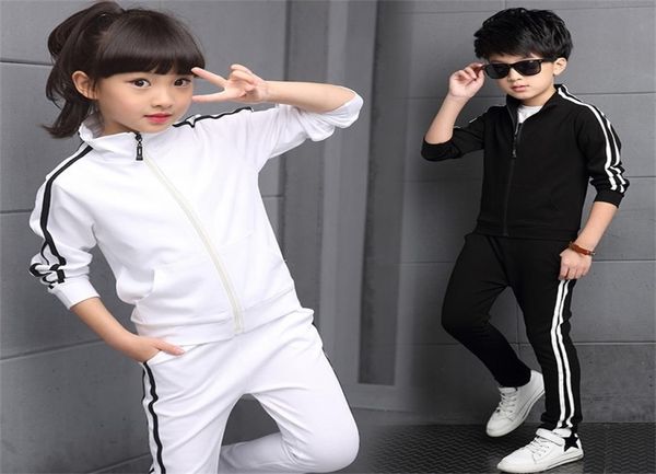 

new arrival boys clothing sets spring children039s pure color sports suit teenage girl school uniforms 615years t1243287, White