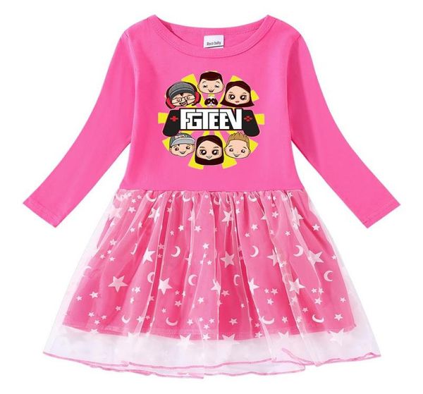 

girl039s dresses fgteev 2021 spring autumn girls dress cotton printed stars and moon mesh full sleeve princess dressvestidos p6672120, Red;yellow