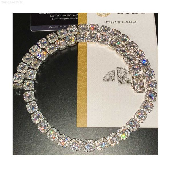 

bes custom hip hop fine jewelry 925 sterling silver vvs d color moissanite 13mm iced out necklace chains with gra certificate