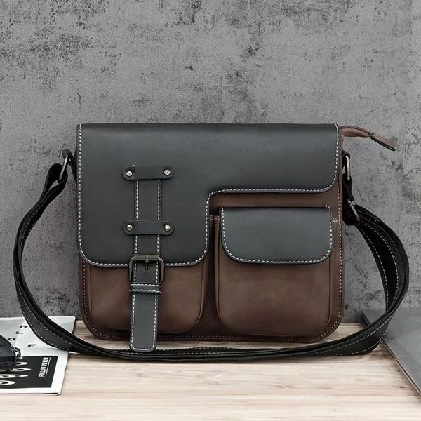 

the latest men's leather bag cover type messenger bag fashion everything shoulder bag crossbody bag workmanship fine fashion