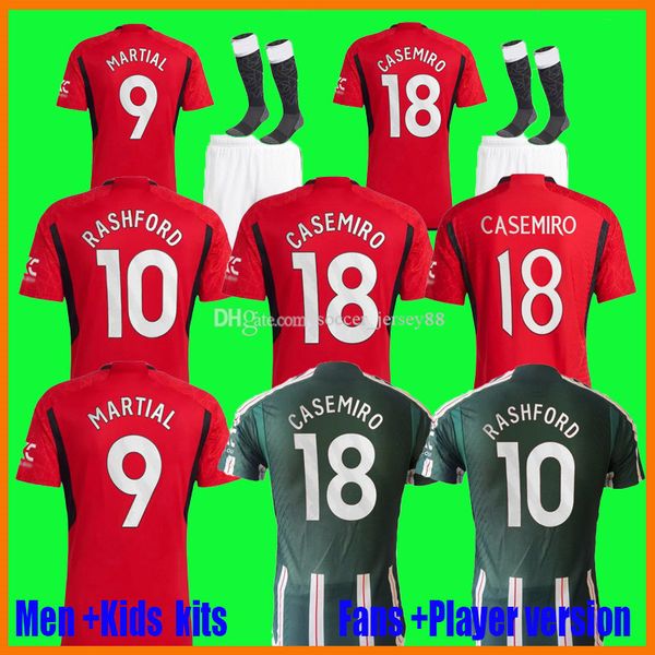 

23 24 sancho soccer jerseys b. fernandes rashford 2023 2024 men kids kit eriksen antony casemiro de gea manchesters lancashire rose mans utd, Black;yellow