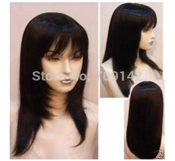 

new fashion long pretty black straight wig kanekalon hair no lace3481365
