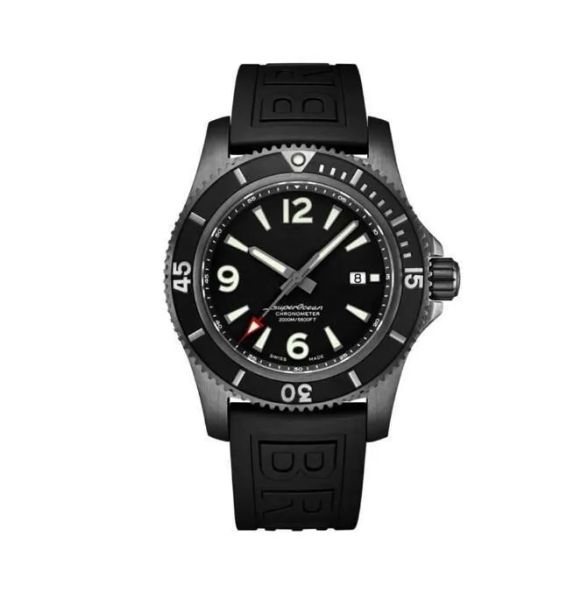 

u1 aaa brietling super ocean mechanical watch men's fashion blue dial automatic mens watch rotatable bezel superocean rubber strap gent, Slivery;golden