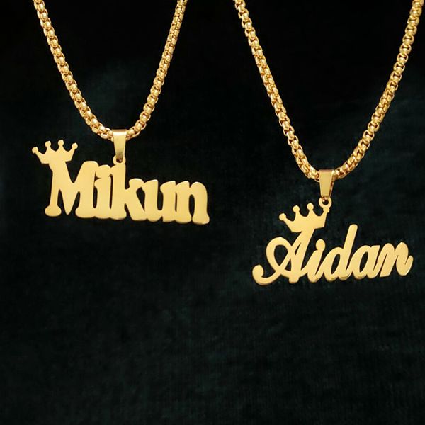 

pendant necklaces personalized name necklace women men fashon jewelry stainless steel collares para mujer custom letter birthday gift 230704, Silver
