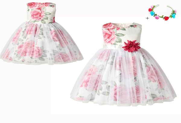 

new fashion girls party dresses cute baby casual dress rose printed butterflies bowknot dress 3d roses printed clothes girls9372767, Red;yellow