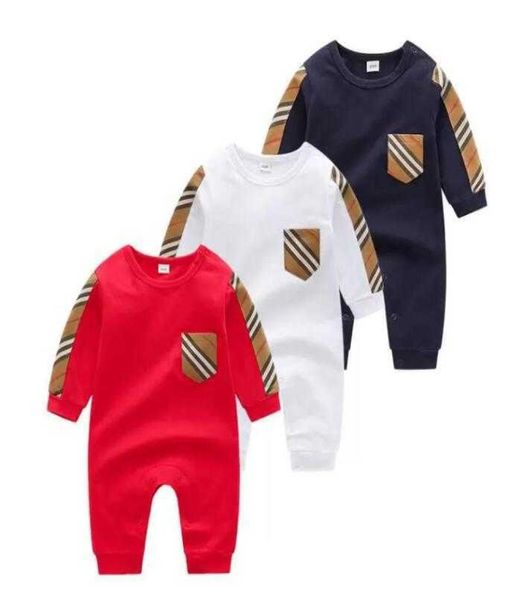 

spring autumn baby long sleeve rompers cotton toddler plaid jumpsuits infant kids onesies newborn clothes sleepwear2996222, Blue