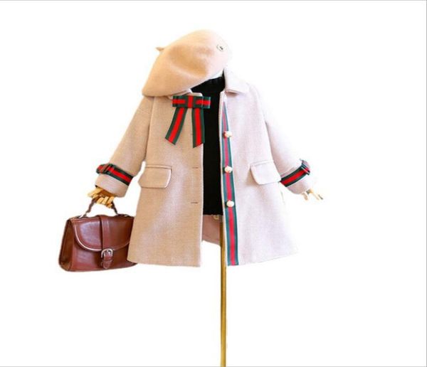 

baby girls wool coats autumn and winter children long style jackets pearl button outwear kids casual coat child jacket 27 years7208243, Blue;gray