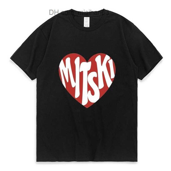 

men's t-shirts mitski heart print t shirt street hiphop couple fashion trendy tshirt short sleeve cotton cozy tee shirt men women z2307, White;black