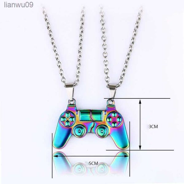 

fashion new large symphony game controller couple necklace a pair of magnet stone men's and women's valentine's day necklaces, Silver