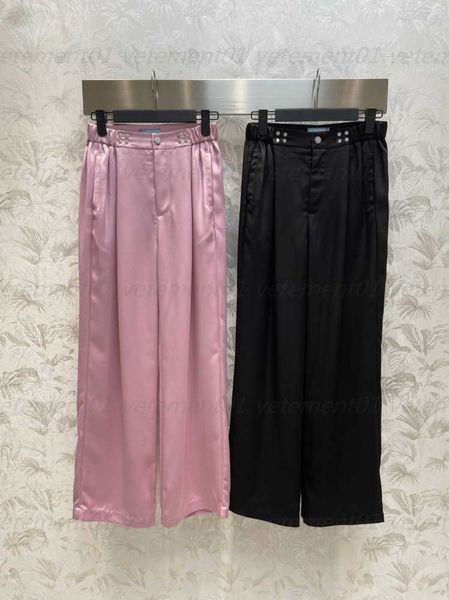 

summer designer pant womens clothing pant woman designers sweatpants satin hem leggings distressed button trim at waist designer women cloth, Black;white