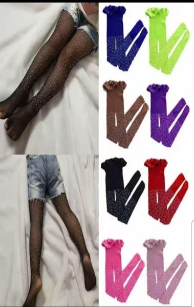 

16 colors ins kids girls children mesh fishnet net tights diamond pantyhose socks rhinestone shine fashion casual stockings1196434, Blue