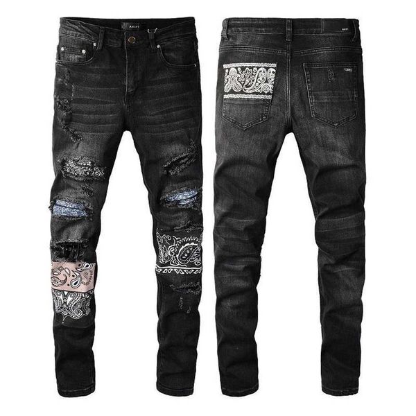 

22ss mens designer jeans fashion distressed ripped biker slim fit motorcycle denim for men s fashion jean mans pants pour ho pnamkjl, Blue