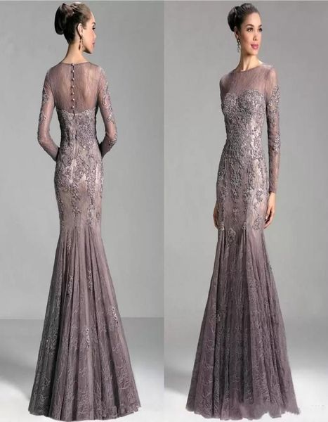

long sleeves mermaid mother of the bride dresses jewel neck lace appliques beaded illusion plus size evening dress wedding guest d5353271, Black;red