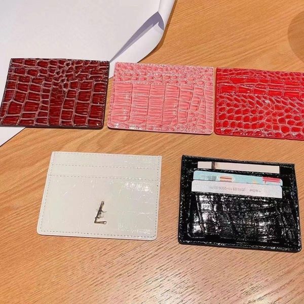 

designer alligator letter wallet card holder female male designer wallet card holder smooth leather coin wallet wallet key bag buckle, Red;black