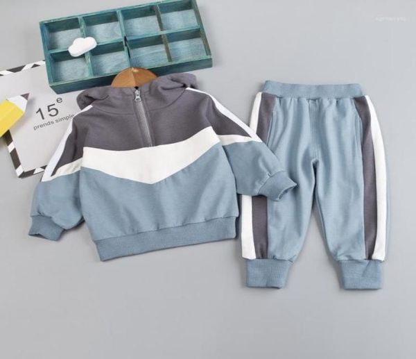 

2020 new autumn fashion toddler baby kid boy 2pcs outifit set hooded leaf print sweater coat solid pants gentelman clothes set12949525, White