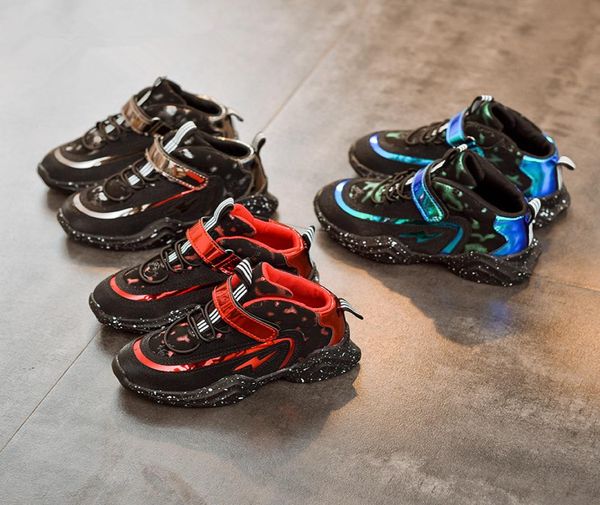 

kids shoes 2018 autumn children sneakers fashion high patchwork sequins for boys girls running shoes basketbal8833145, Black